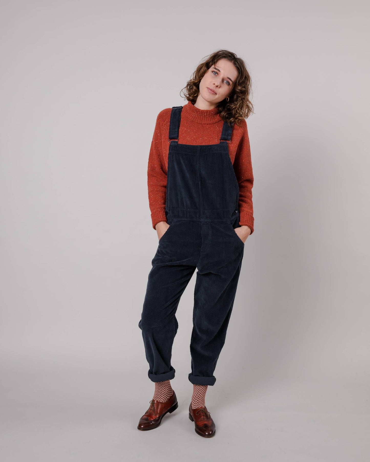 Salopette en velours côtelé de coton bio | Marine "workwear corduroy overall navy"