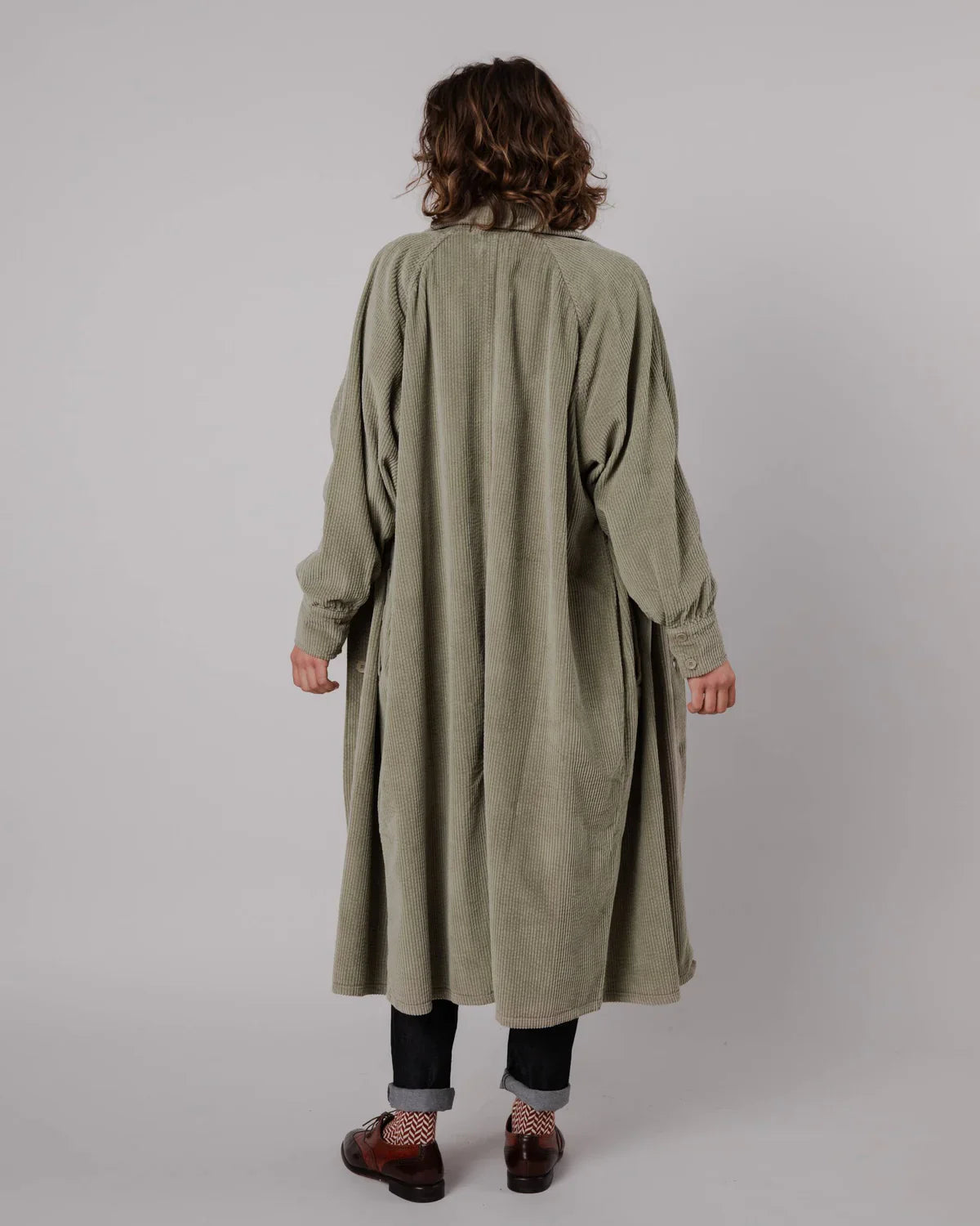 Trench velours en coton bio | kaki clair "corduroy jacket pale green"