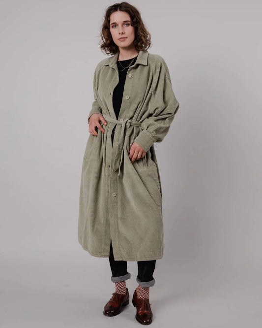 Trench velours en coton bio | kaki clair "corduroy jacket pale green"