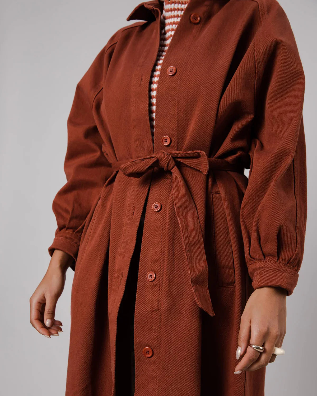 Trench twill en coton bio | marron "twill jacket sequoia"
