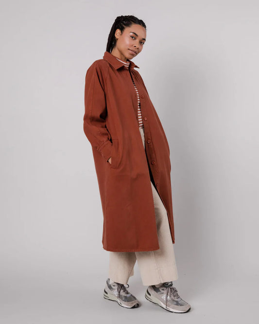 Trench twill en coton bio | marron "twill jacket sequoia"