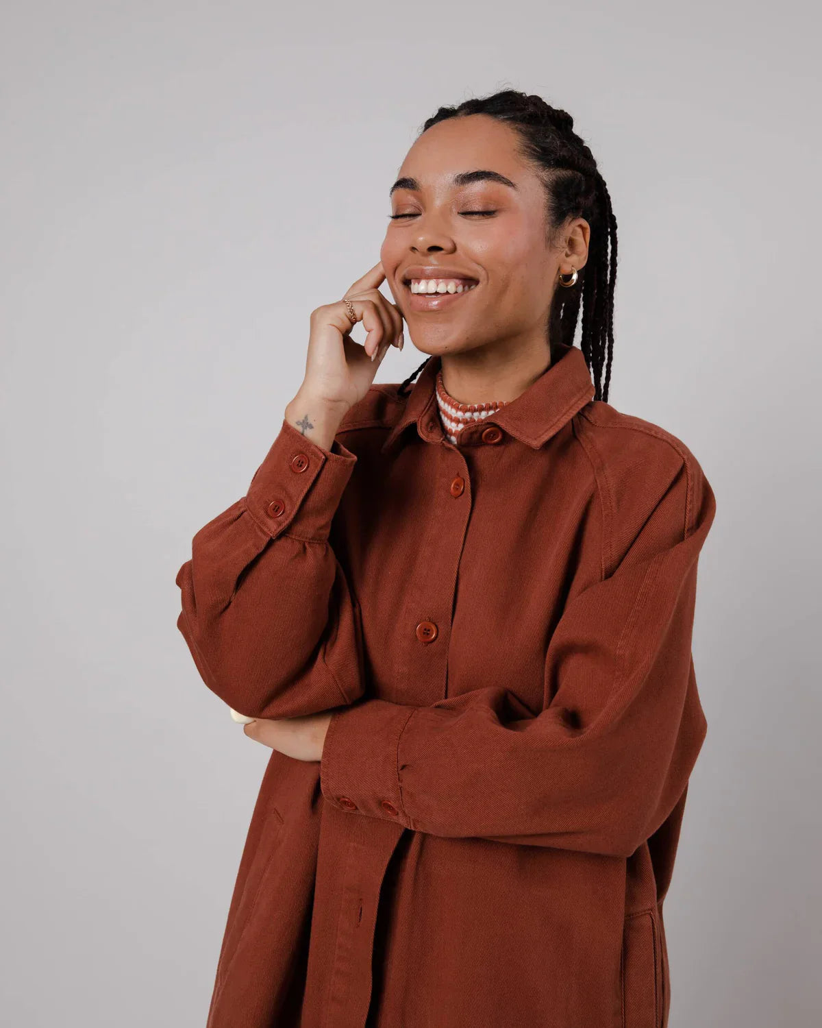 Trench twill en coton bio | marron "twill jacket sequoia"