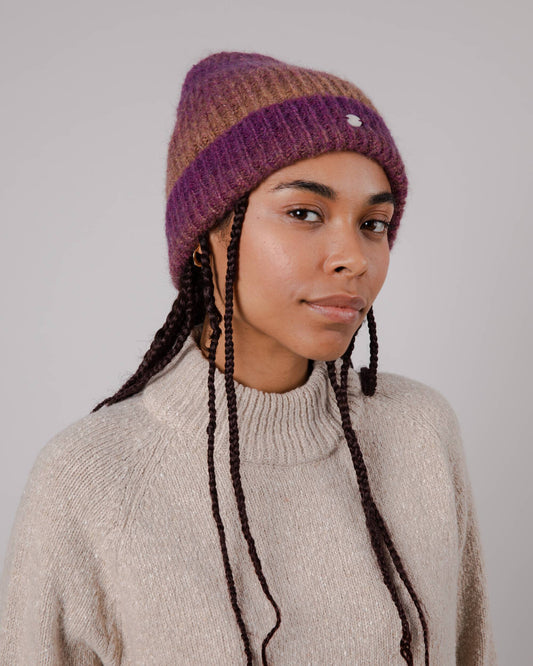 Bonnet en laine recyclée | violet "retro beanie grape"
