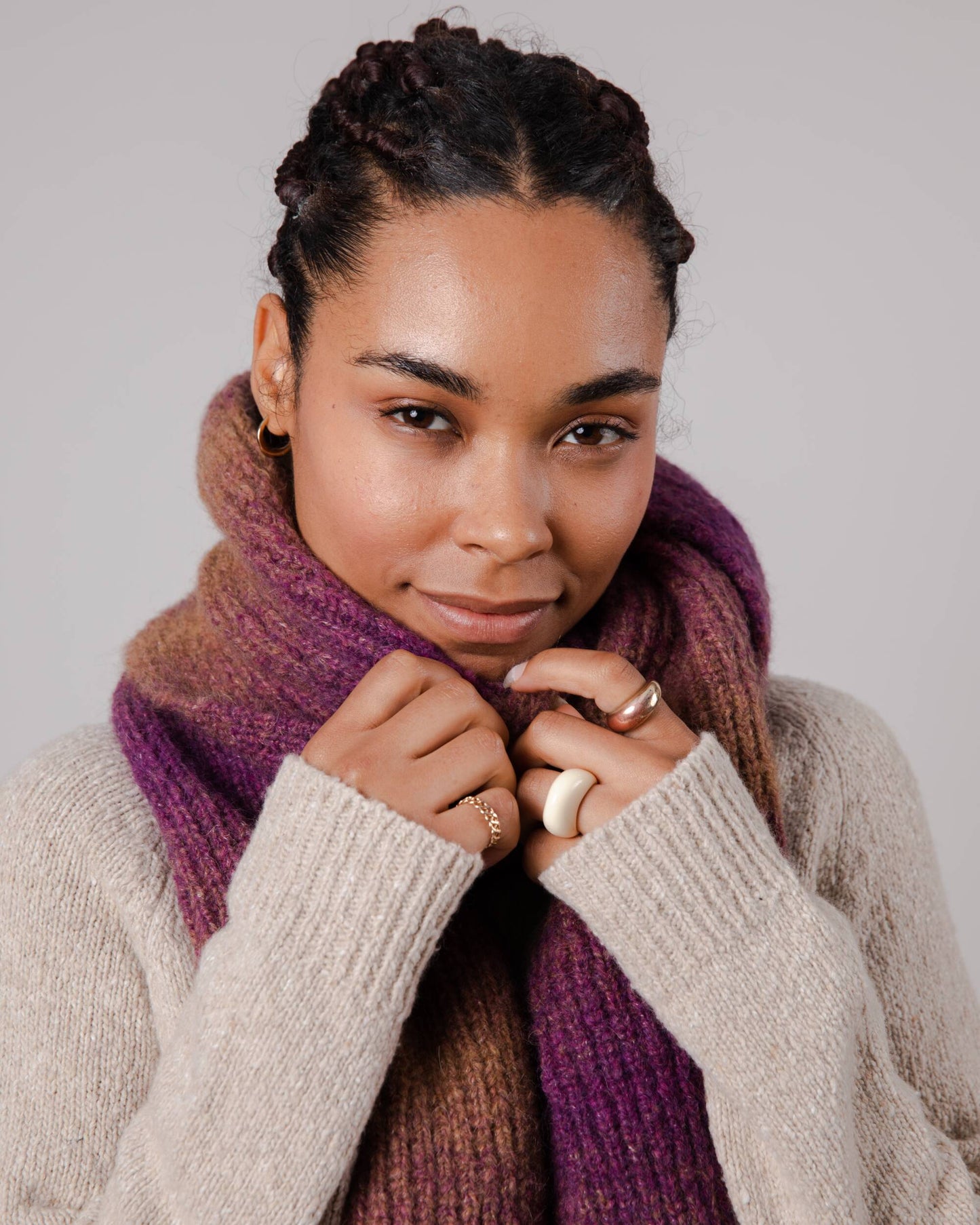 Écharpe en laine recyclée | multicolore "retro scarf grape"