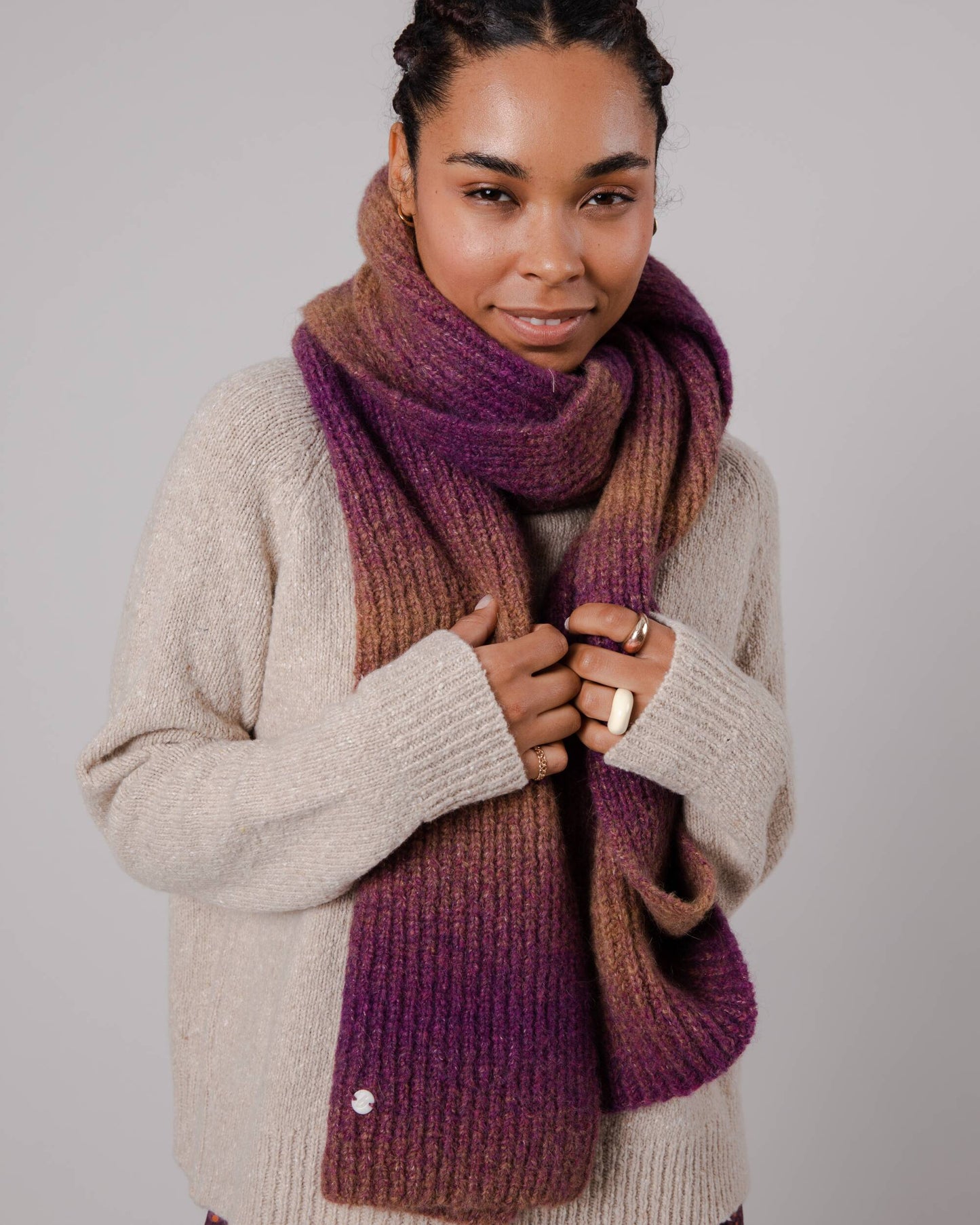 Écharpe en laine recyclée | multicolore "retro scarf grape"