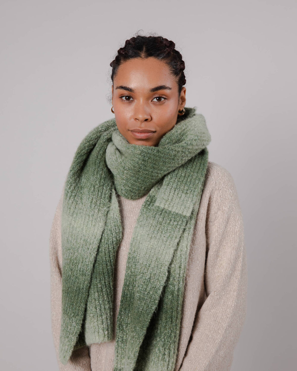 Écharpe en laine recyclée | verte "retro scarf moss"
