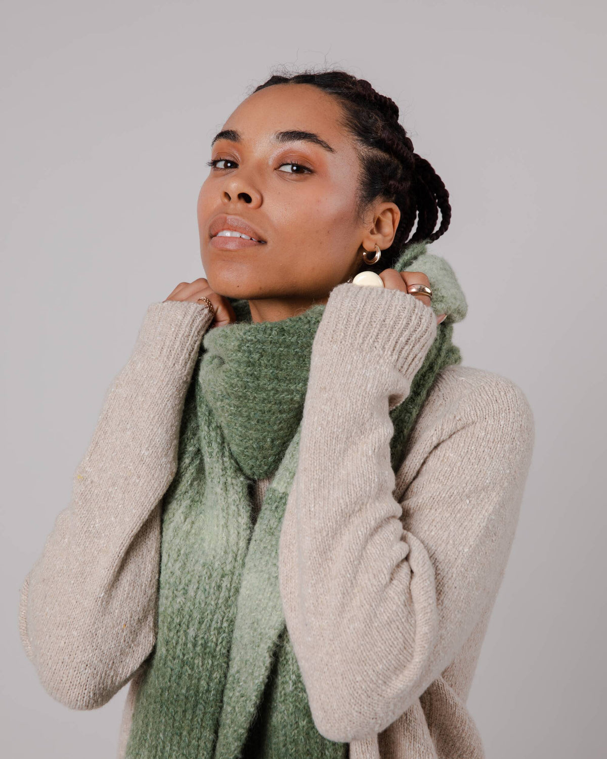 Écharpe en laine recyclée | verte "retro scarf moss"