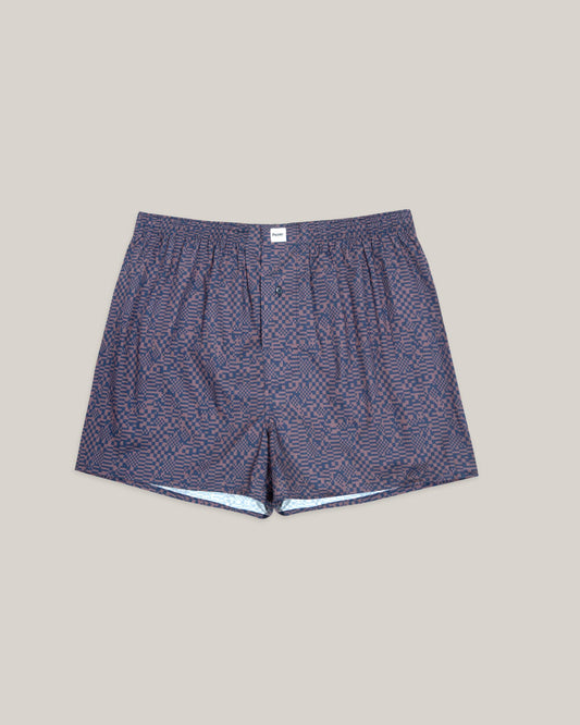 Caleçon en coton bio | Motifs "pixel boxer navy"