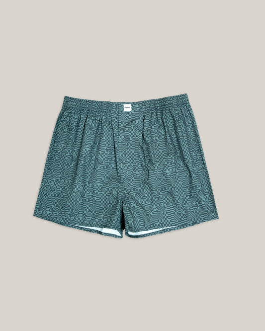 Caleçon en coton bio | Motifs "pixel boxer green"