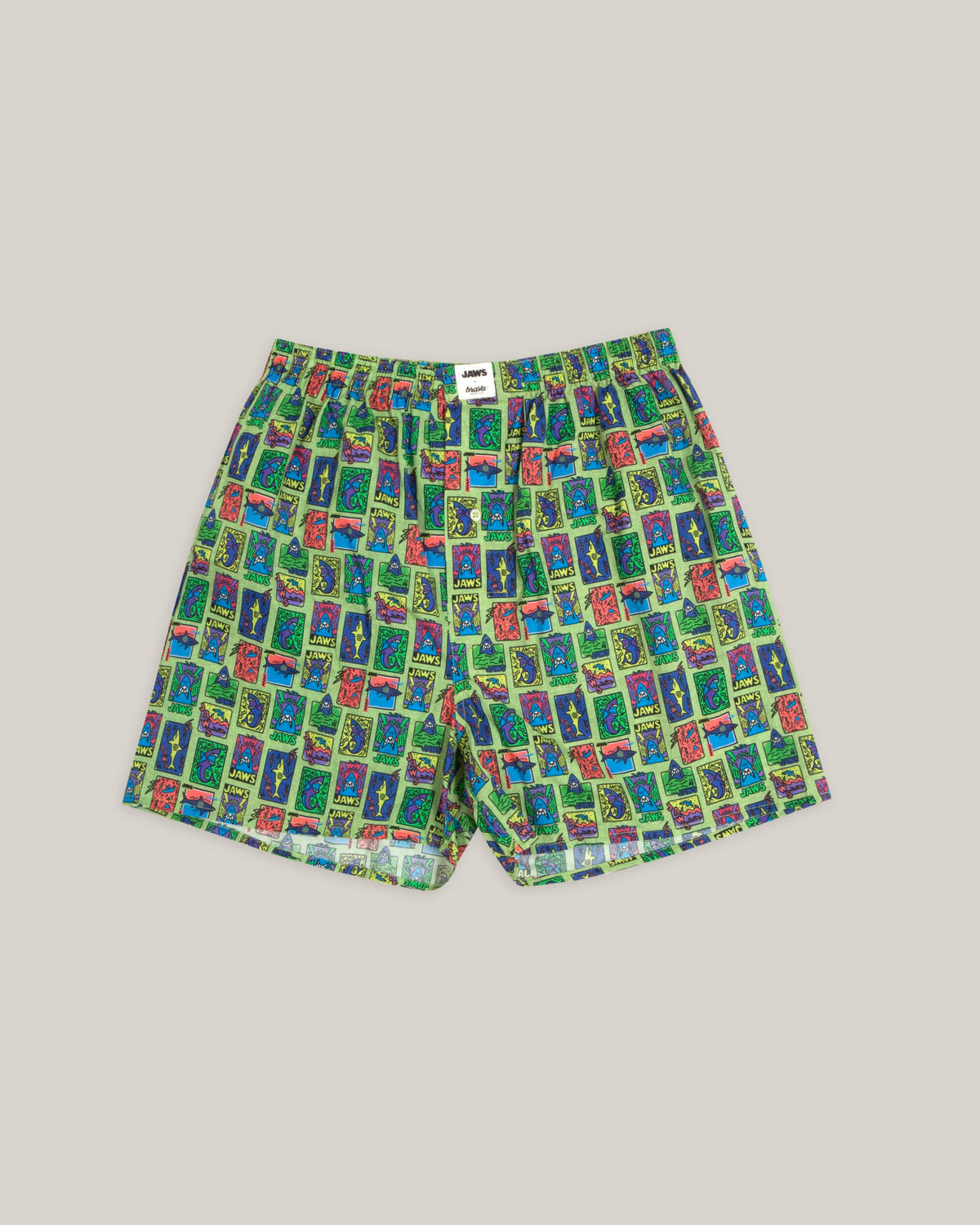 Caleçon en coton bio | vert à motifs "jaws boxer green"