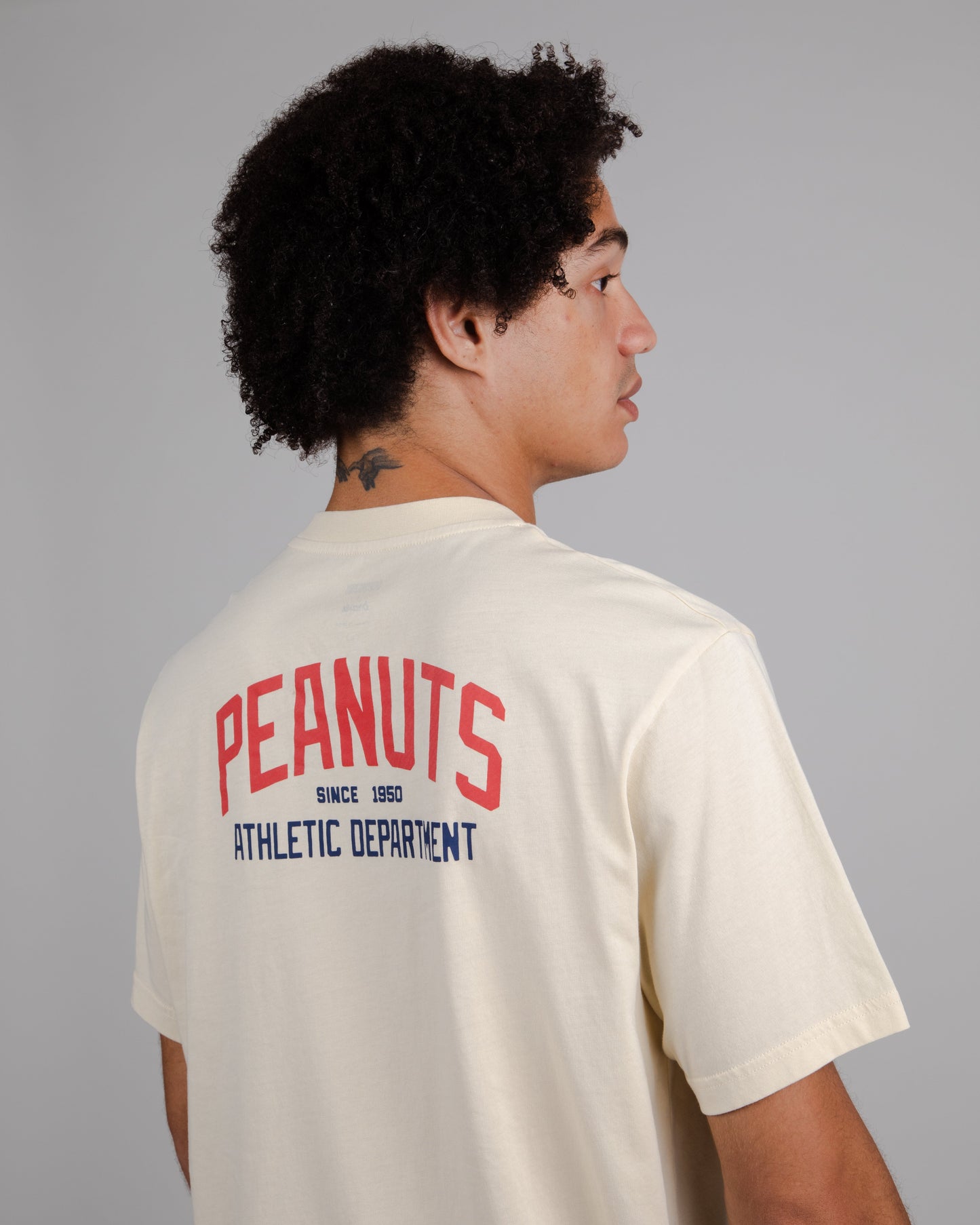 T-shirt imprimé en coton bio | jaune "peanuts athletics regular t-shirt sand yellow"