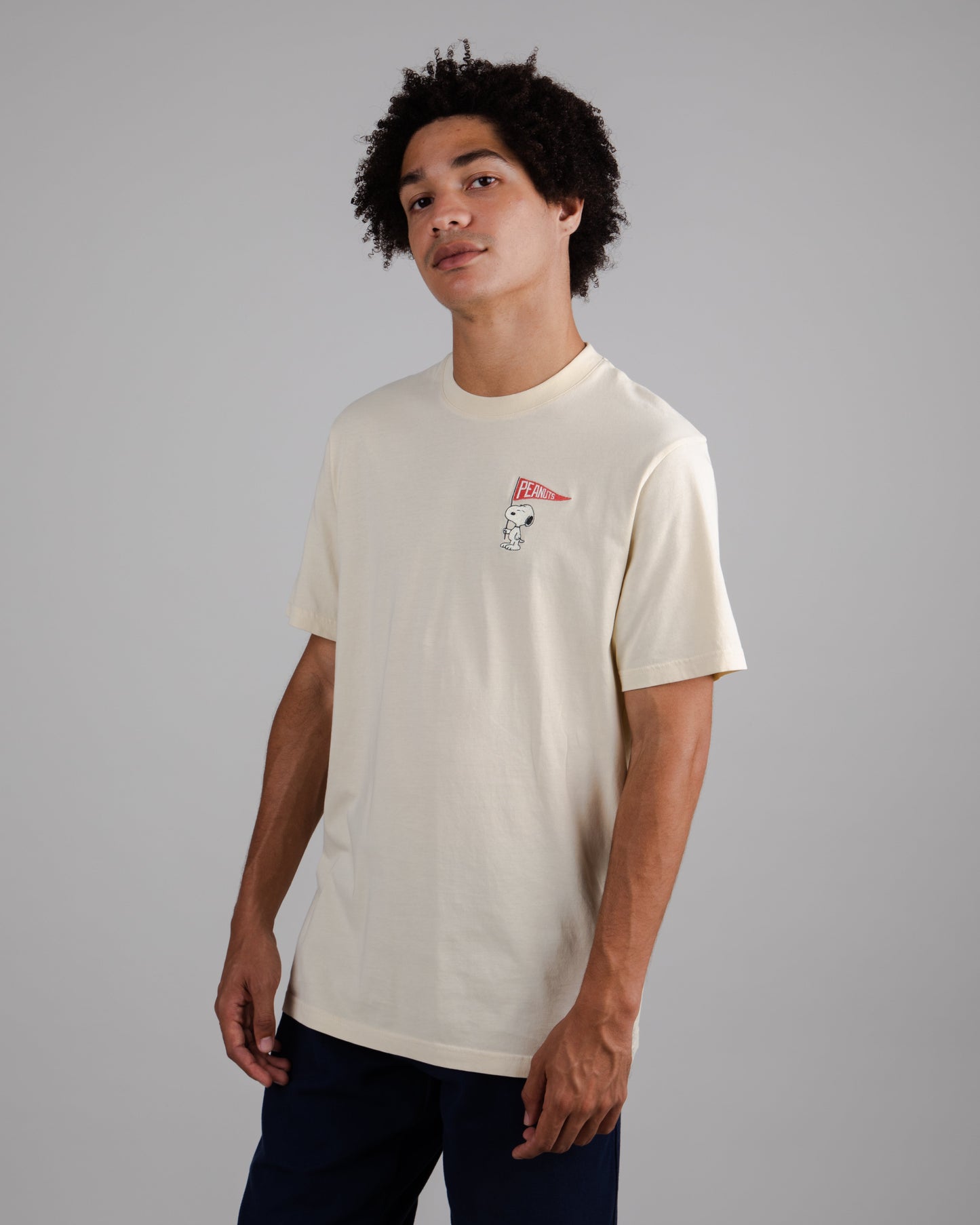 T-shirt imprimé en coton bio | jaune "peanuts athletics regular t-shirt sand yellow"