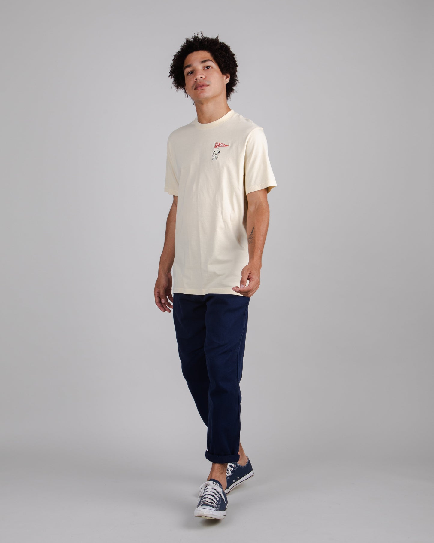 T-shirt imprimé en coton bio | jaune "peanuts athletics regular t-shirt sand yellow"
