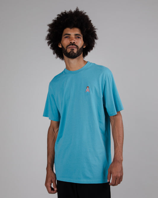 T-shirt brodé en coton bio | bleu "we are playmobil t-shirt deep ocean blue"