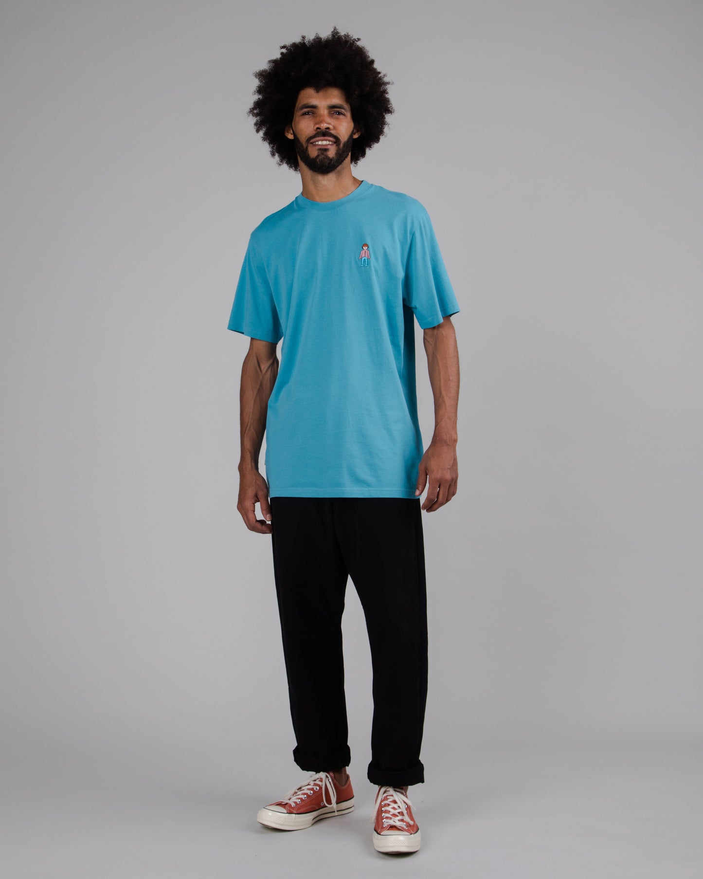 T-shirt brodé en coton bio | bleu "we are playmobil t-shirt deep ocean blue"