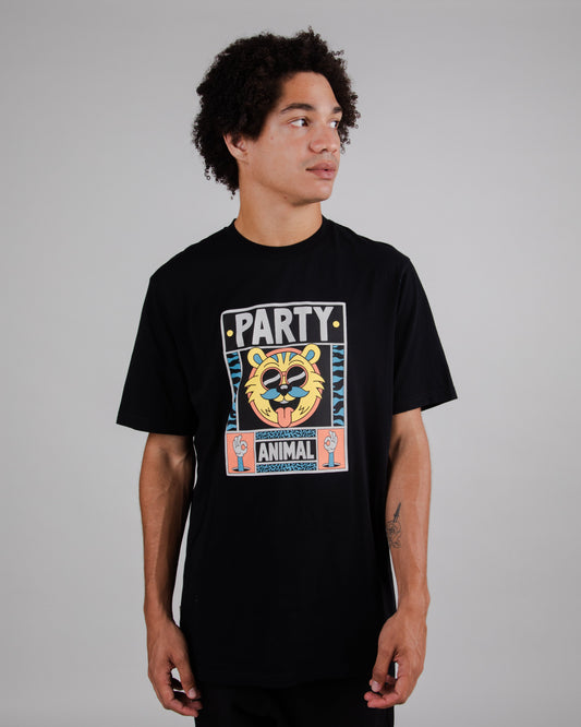 T-shirt en coton bio | noir "yeye party regular t-shirt black black"