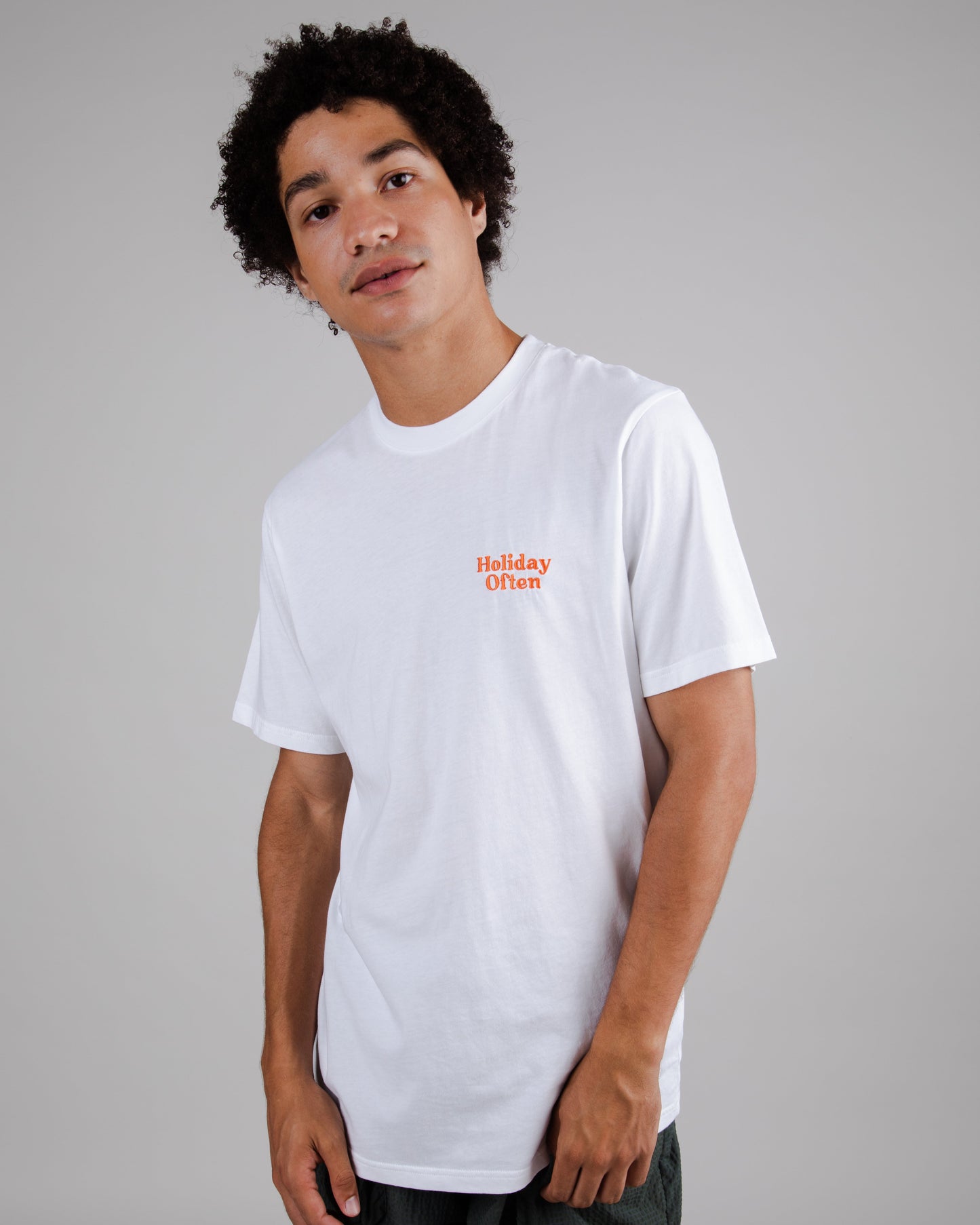 T-shirt imprimé en coton bio | blanc "holiday regular t-shirt white white"