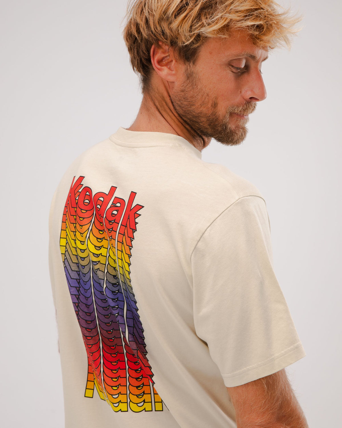 T-shirt imprimé en coton bio | beige motif Kodak "kodak color t-shirt sand yellow"