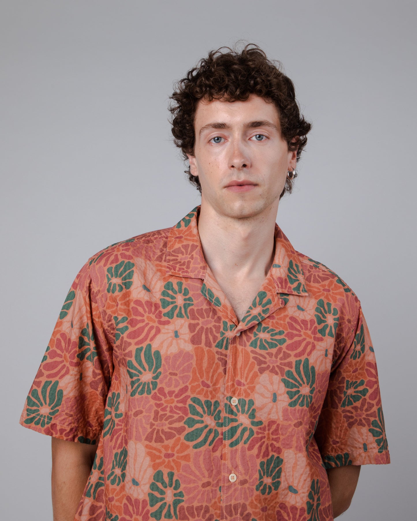 Chemisette en coton bio et ecovero | rose "spring aloha shirt dusty rose pink"
