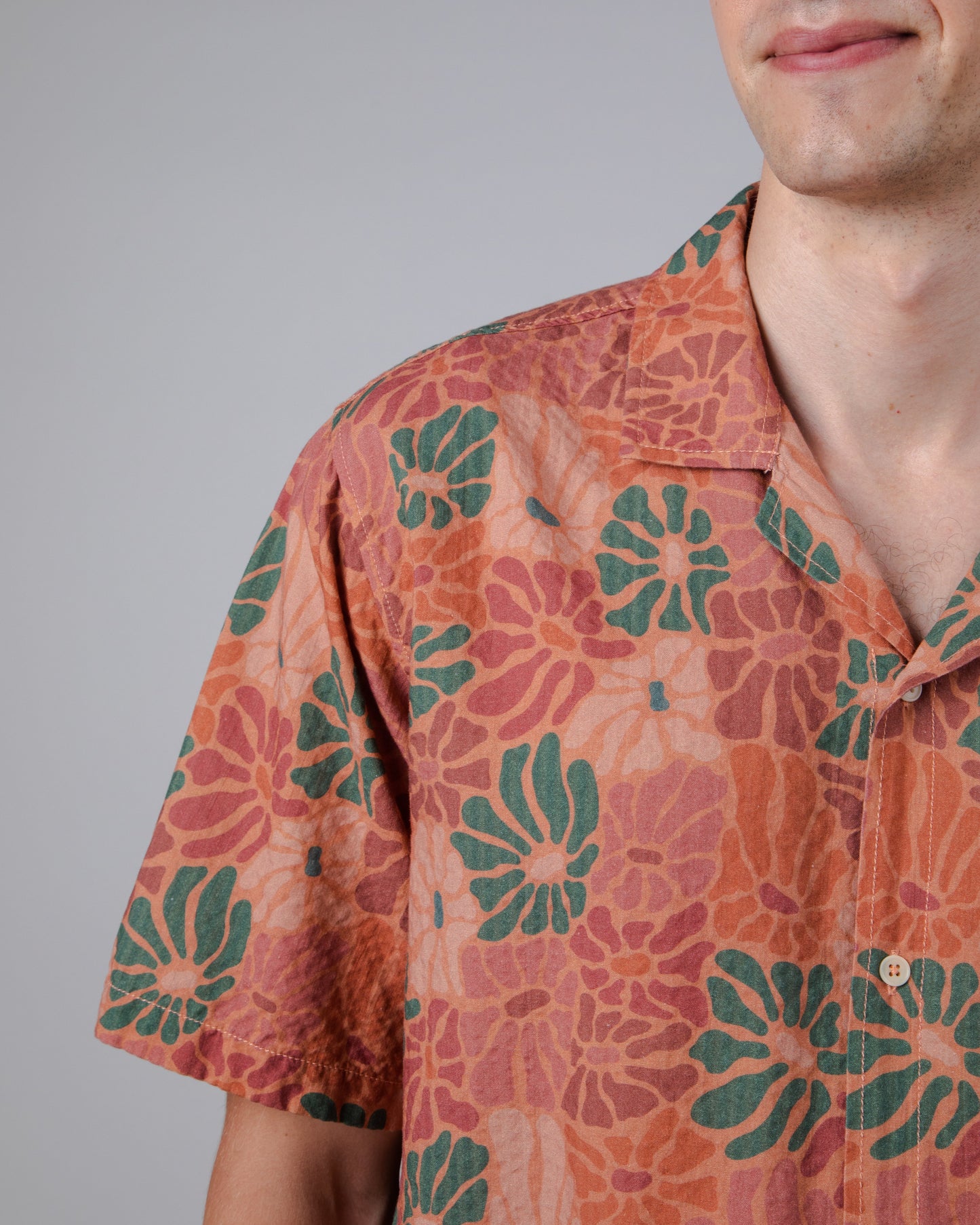Chemisette en coton bio et ecovero | rose "spring aloha shirt dusty rose pink"
