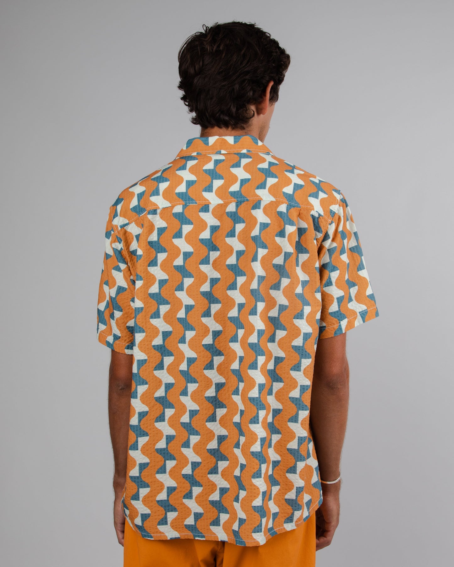 Chemisette en coton bio | orange "big tiles aloha shirt topaz brown"