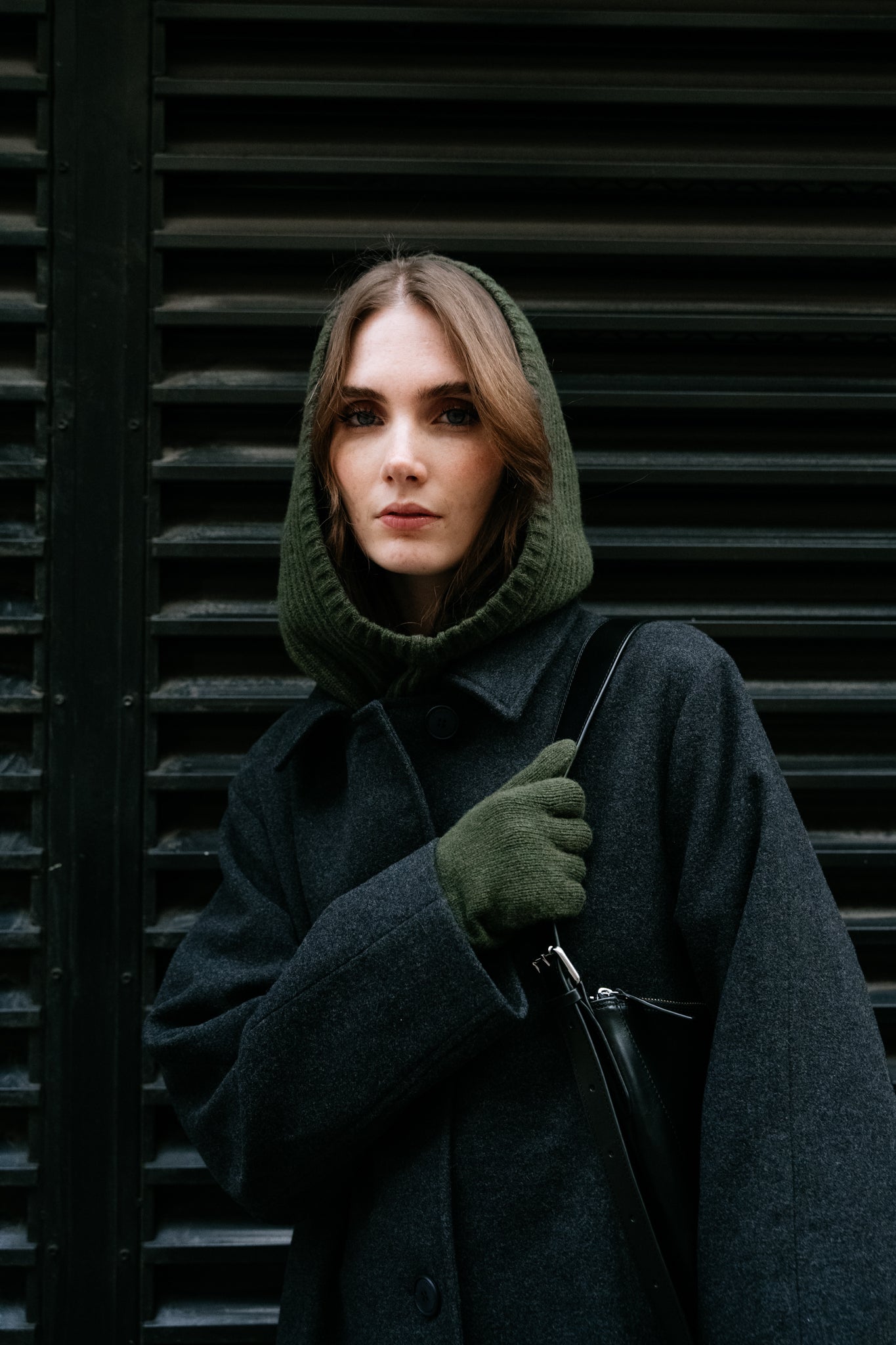 Cagoule en cachemire recyclé | vert "marika - verde foresta"