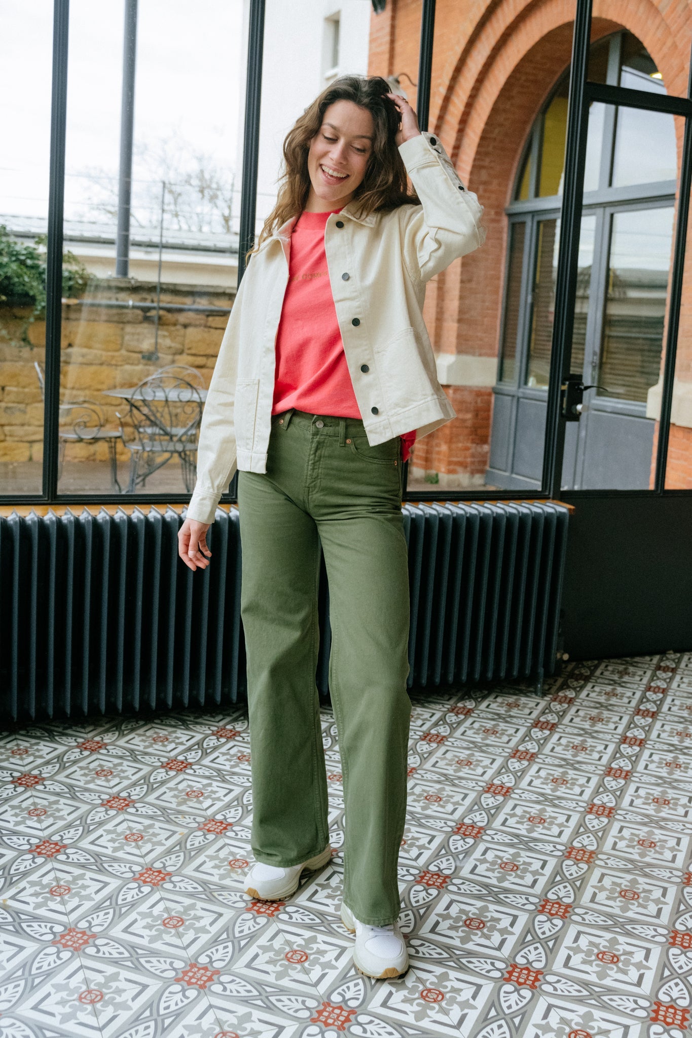 Jean ample vert kaki en coton recyclé  - jane treetop