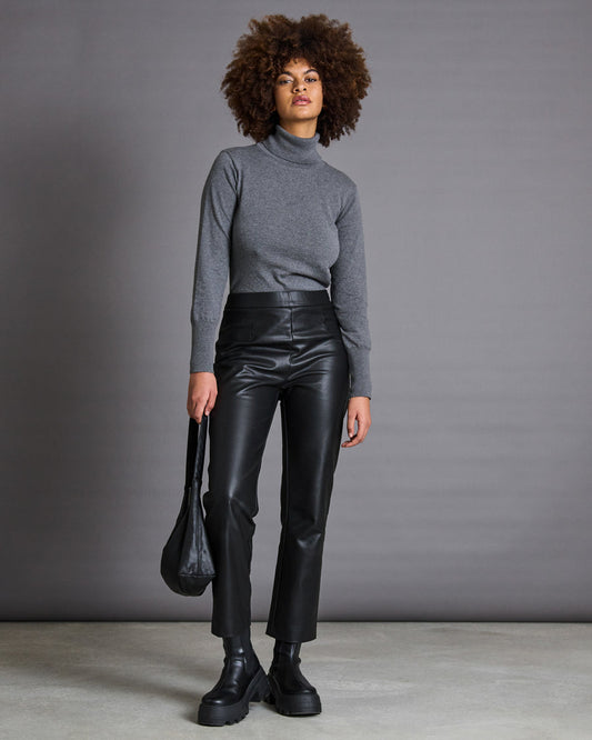 Col roulé gris en coton bio - elsa - dark grey