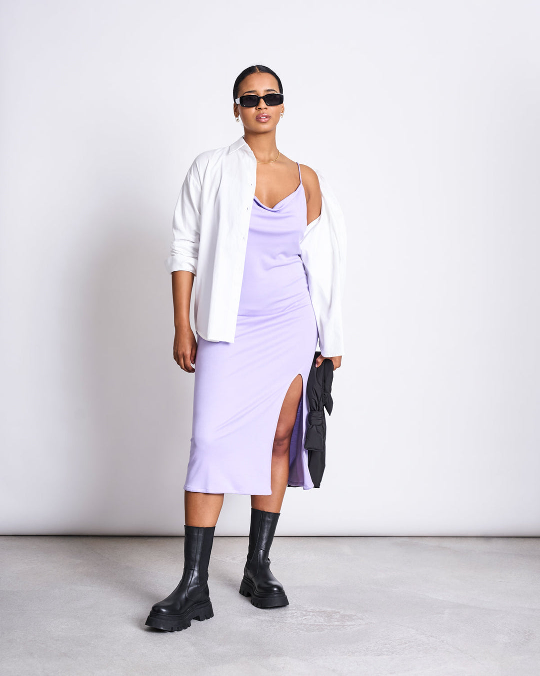 Robe midi à bretelles en tencel | Lilas "midi dress helen lavender"
