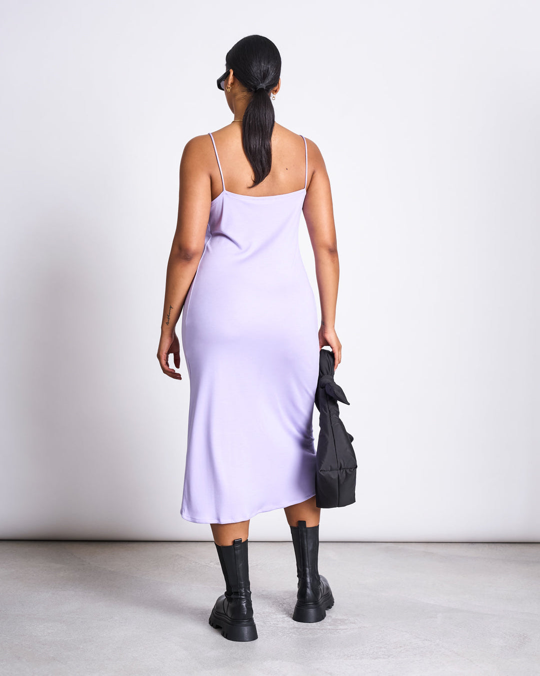 Robe midi à bretelles en tencel | Lilas "midi dress helen lavender"