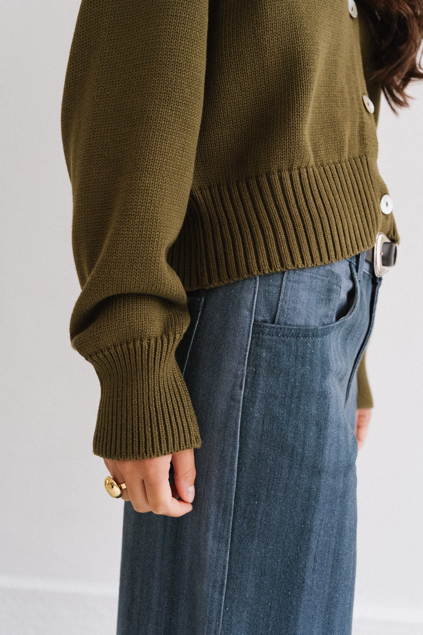 Gilet en coton bio | olive "sivia - woody olive"
