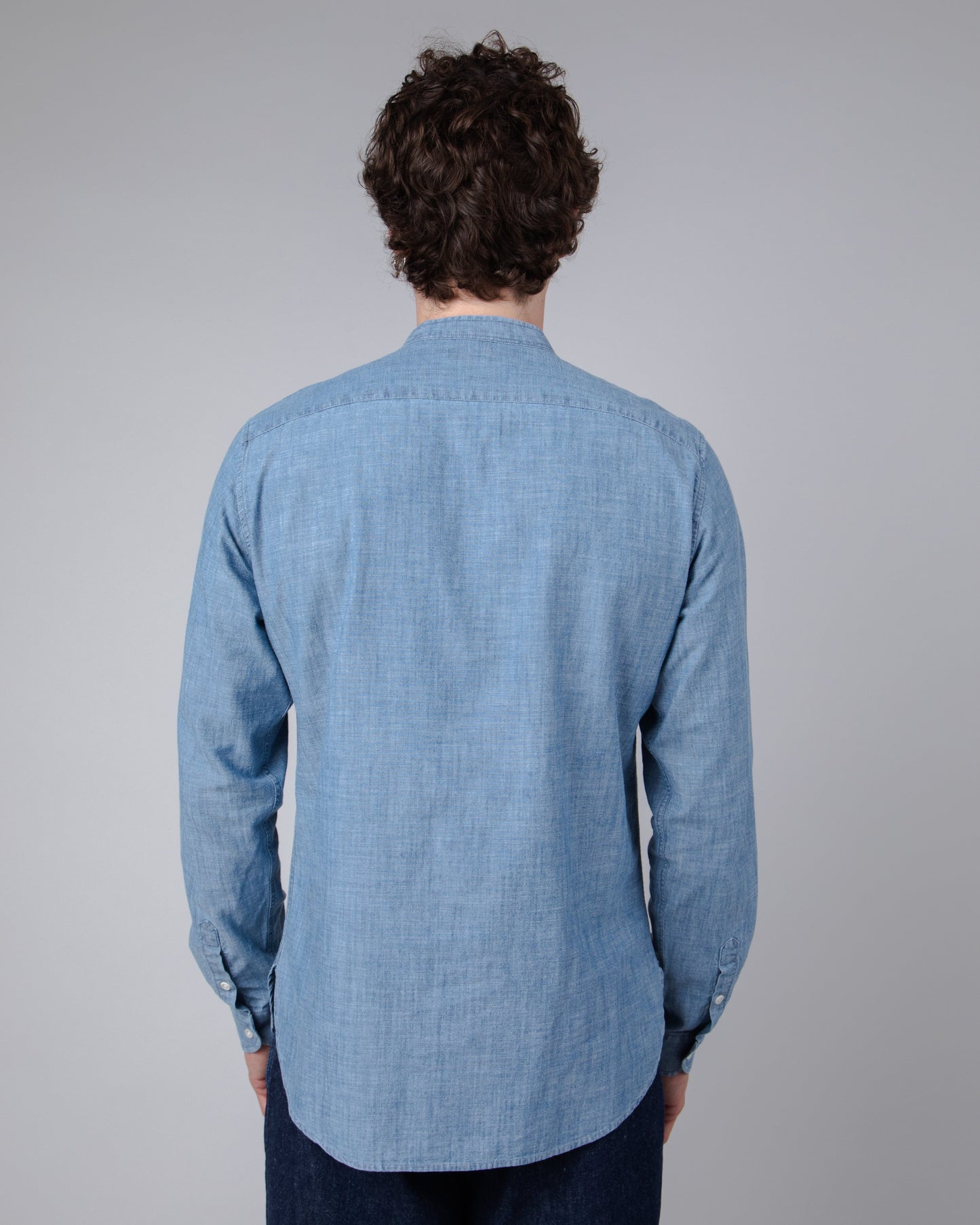 Chemise en denim de coton bio | bleu "denim henley shirt indigo blue"