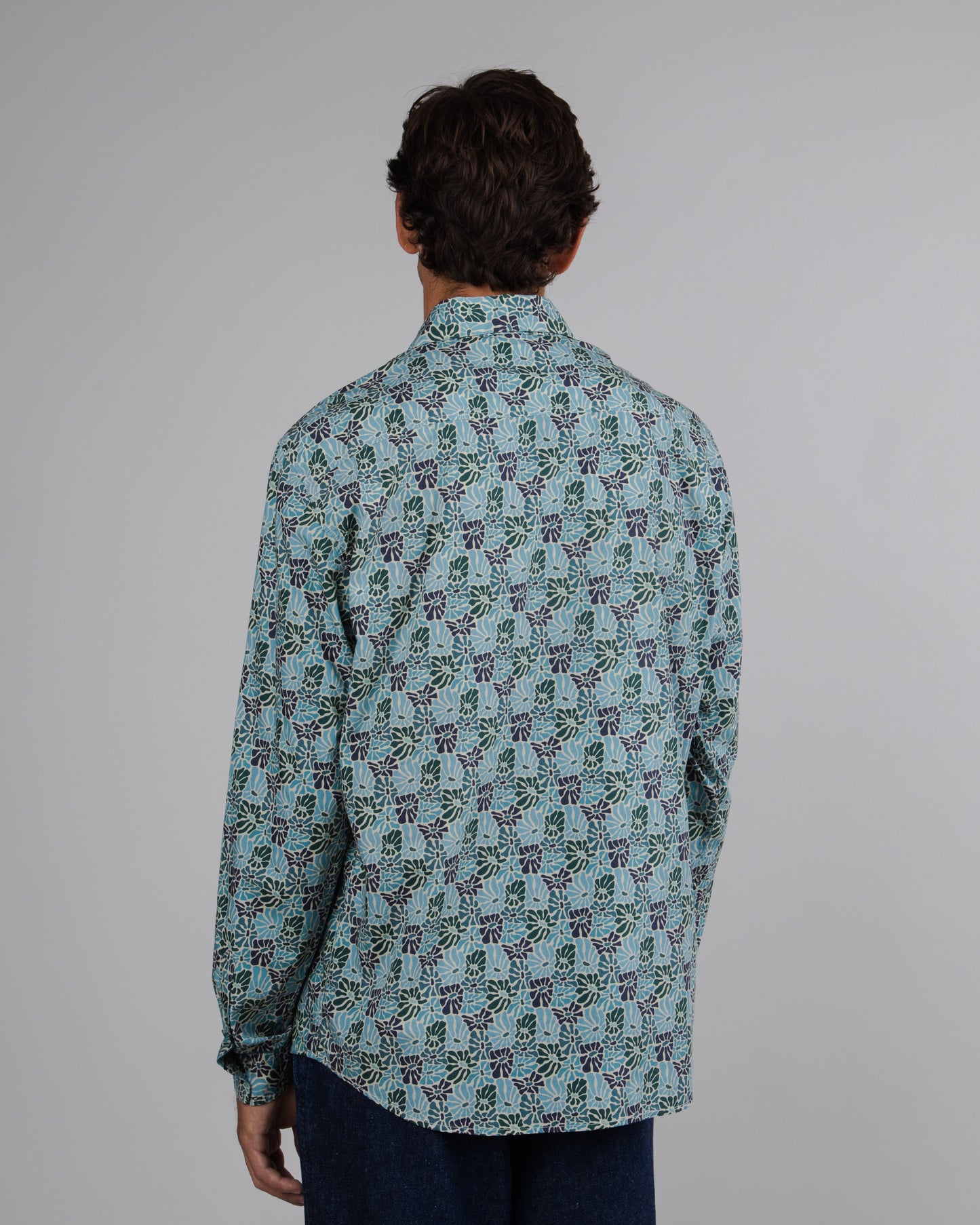Chemise à motifs en coton bio | bleu "spring regular shirt beige"