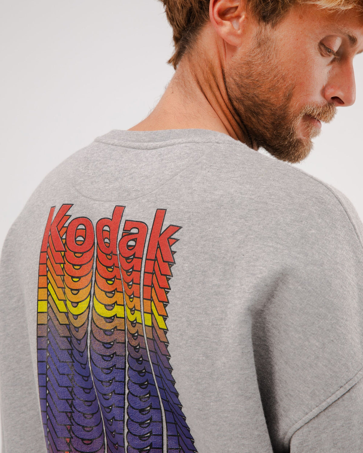 Sweat en coton bio | gris motif Kodak "kodak color oversize sweatshirt grey melange"