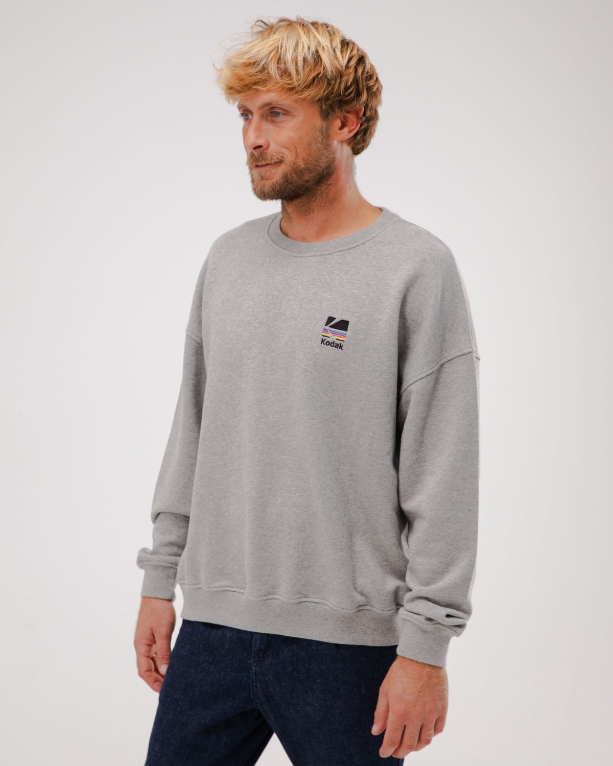 Sweat en coton bio | gris motif Kodak "kodak color oversize sweatshirt grey melange"