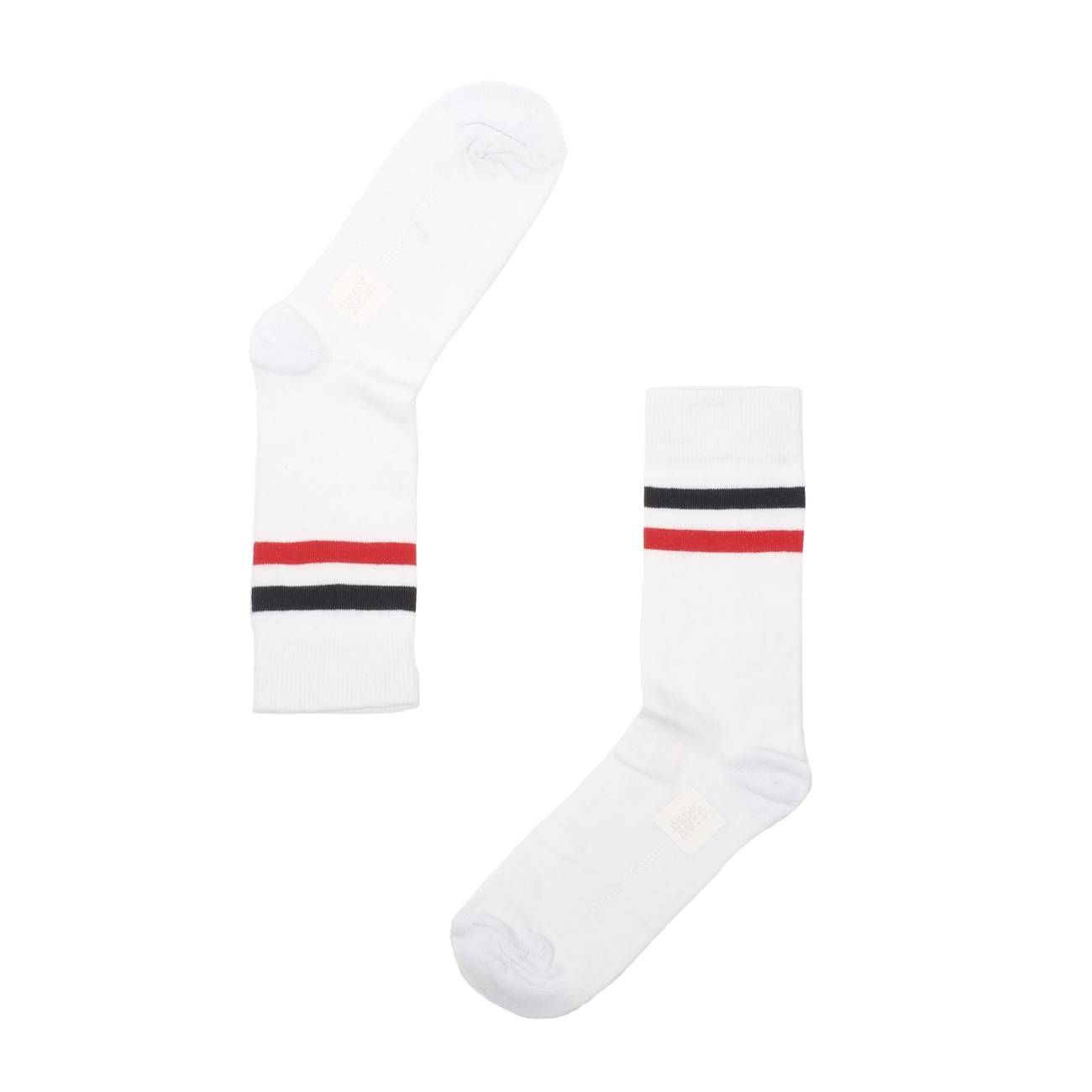 Chaussettes hautes blanches à bandes en coton bio