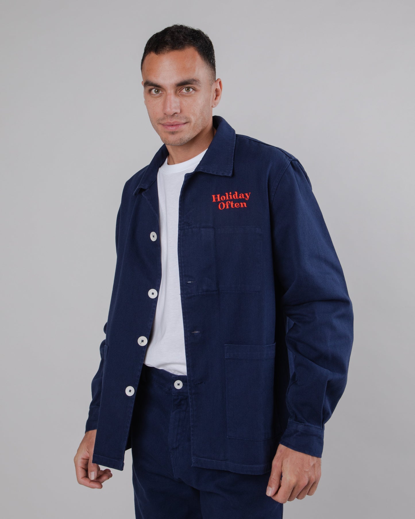 Veste worker en coton bio | bleu "holiday carpenter jacket navy blue"