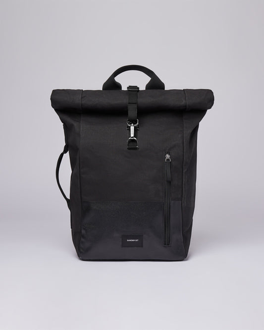 Sac à dos rolltop en matière recyclée | Noir "dante vegan black with coating"