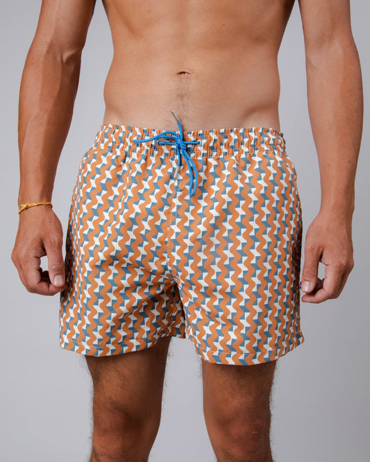 Short de bain en matière recyclée | multicolore "tiles swimwear topaz brown"