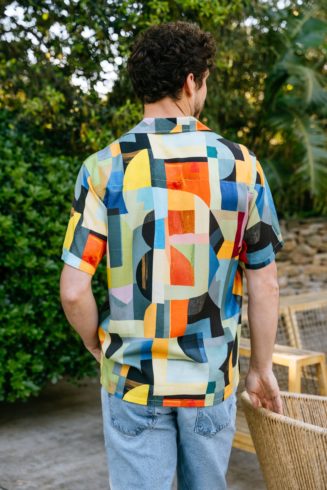 Chemise manches courtes en tencel | multicolore "aloha abstract"