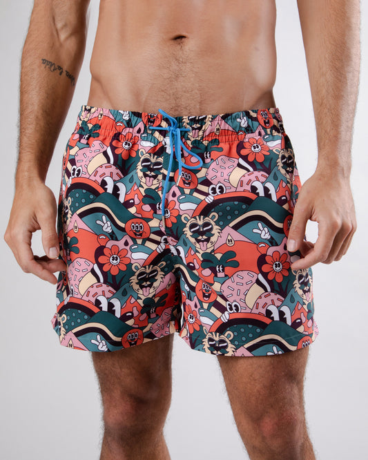 Short de bain en matière recyclée | multicolore "yeye weller swimwear navy blue"