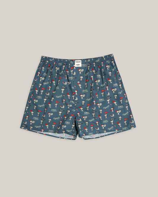 Caleçon en coton bio | bleu à motifs "peanuts athletic boxers blue"