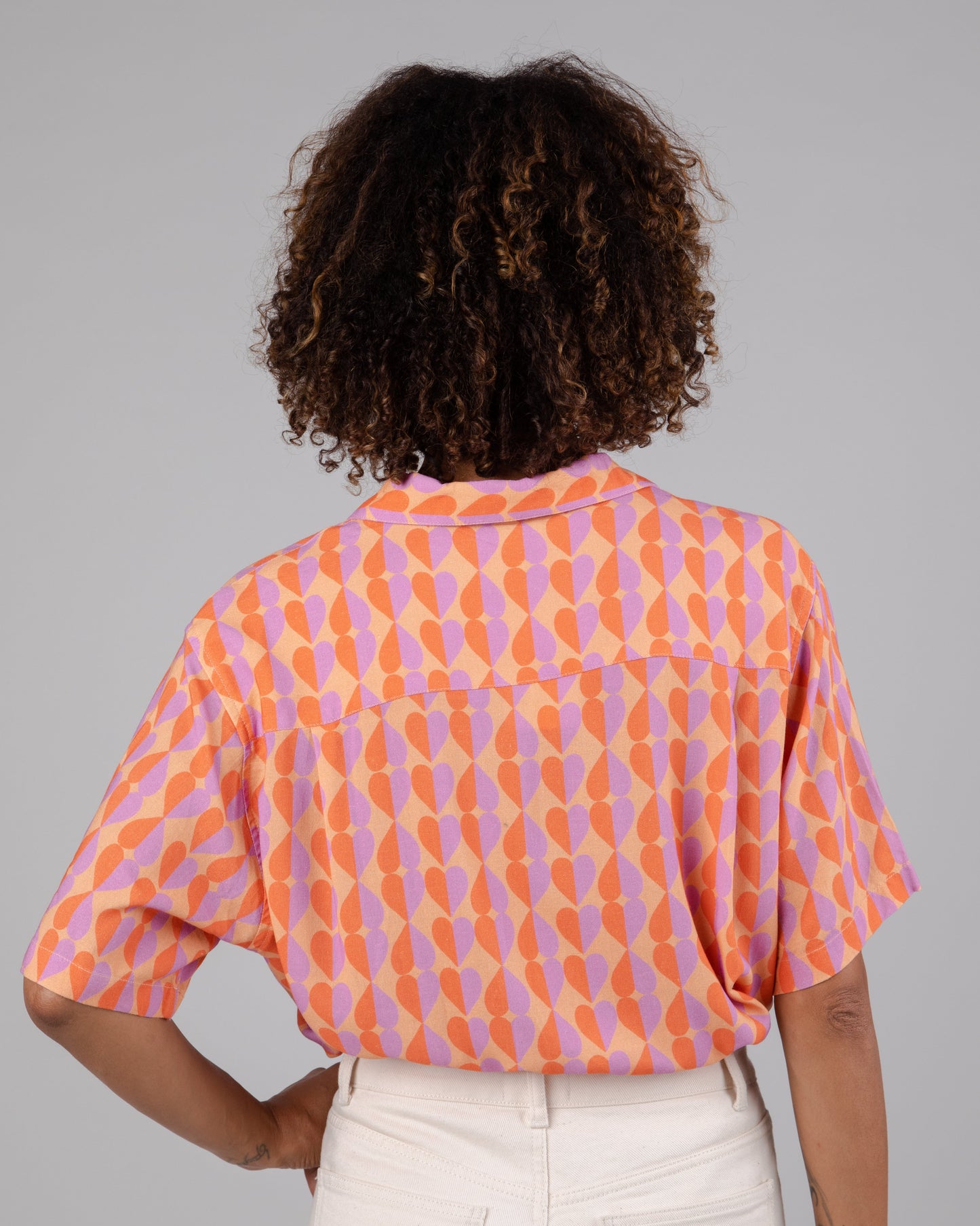 Chemisette en ecovero et lin | multicolore "gummie aloha blouse apricot orange"