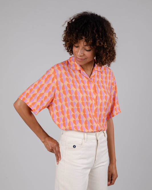Chemisette en ecovero et lin | multicolore "gummie aloha blouse apricot orange"