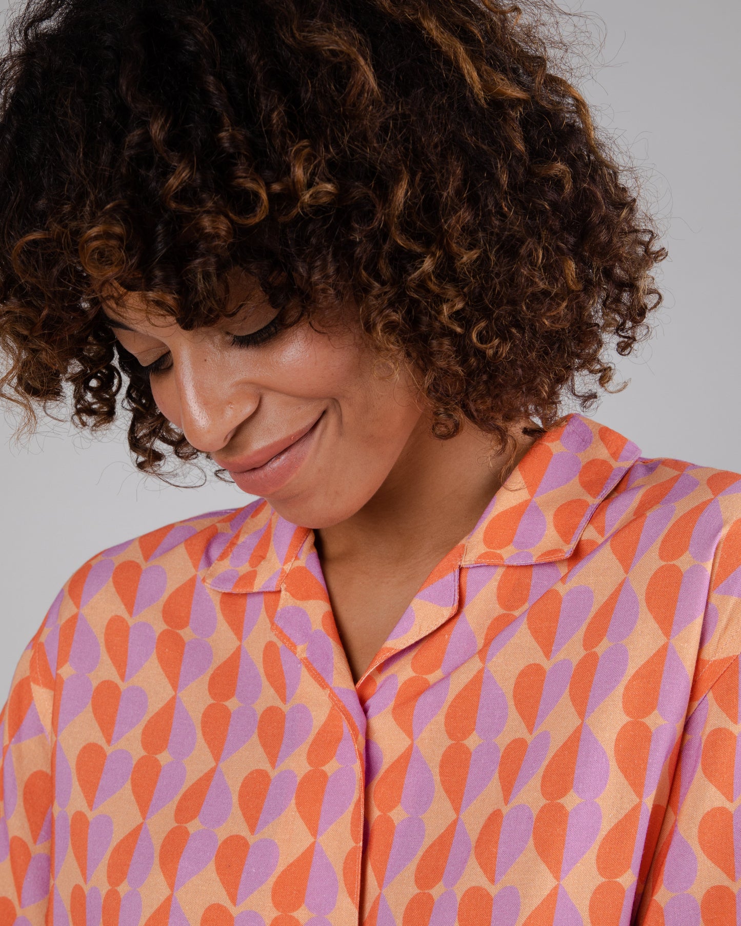 Chemisette en ecovero et lin | multicolore "gummie aloha blouse apricot orange"