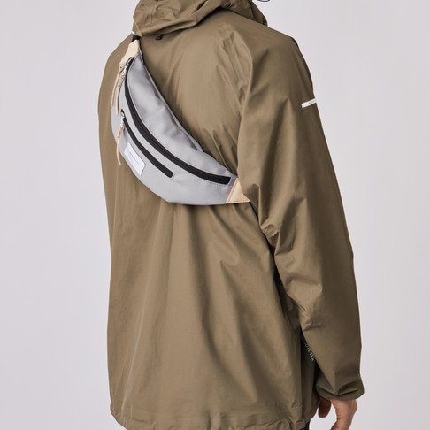 Banane en coton bio | Gris "aste grey with natural leather"