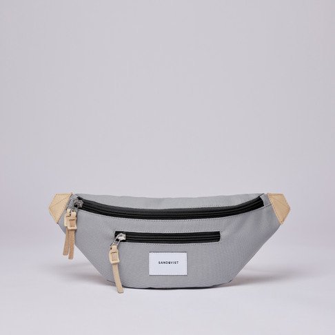 Banane en coton bio | Gris "aste grey with natural leather"