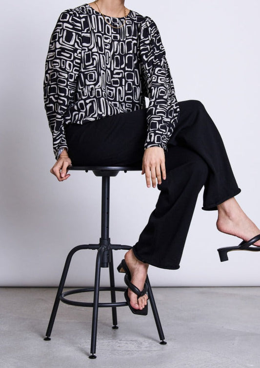 Blouse à motifs bicolore en ecovero - orivesi square print