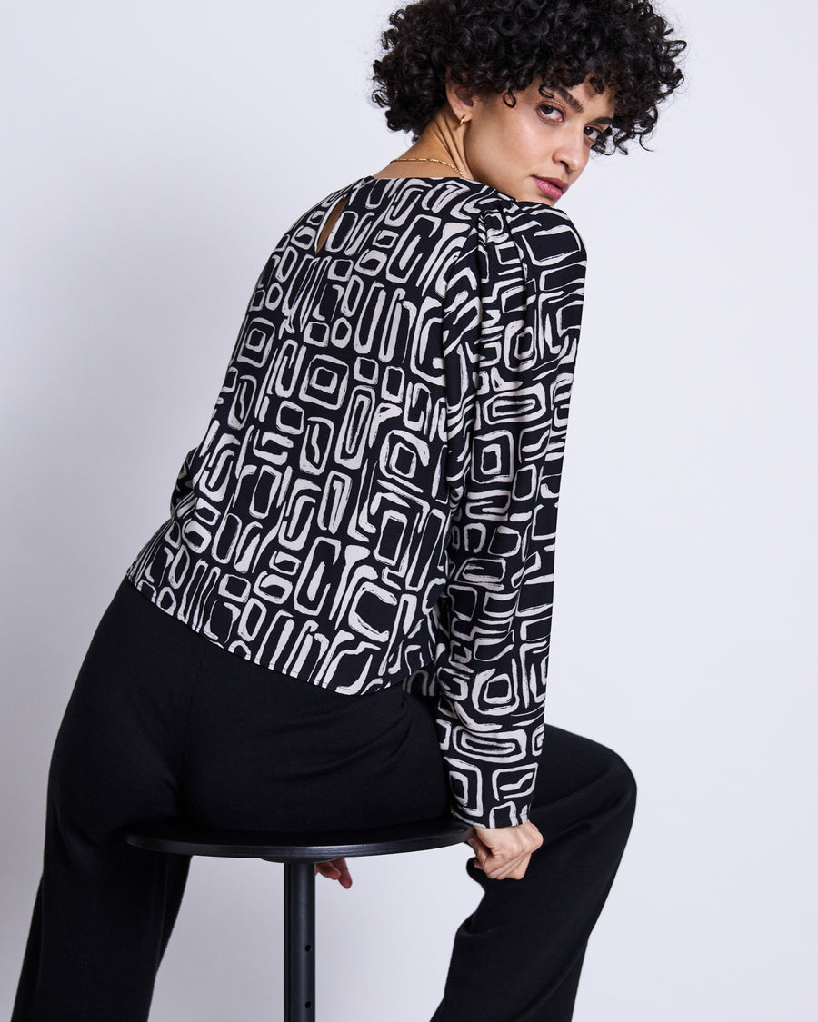 Blouse à motifs bicolore en ecovero - orivesi square print