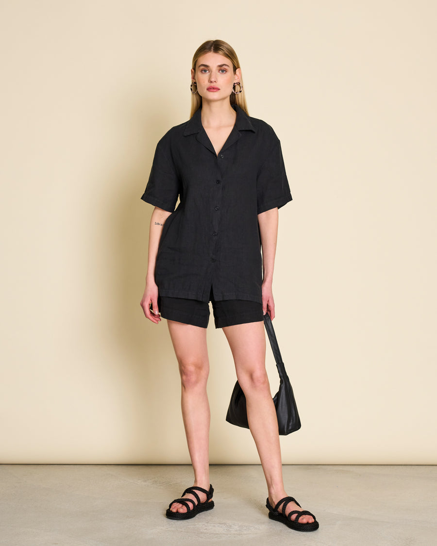 Short en lin | noir "tournai black"